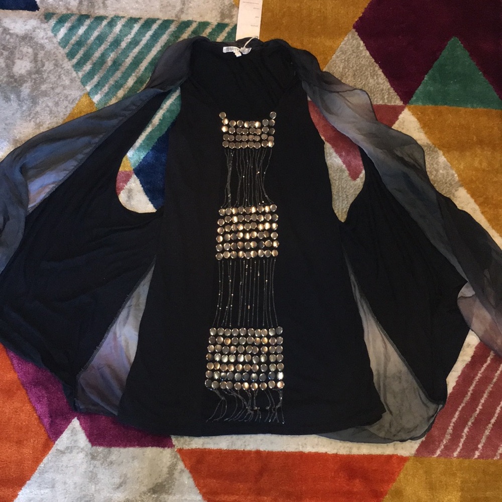 Monoreno Dress With Sequence And Attached Vest - image 3